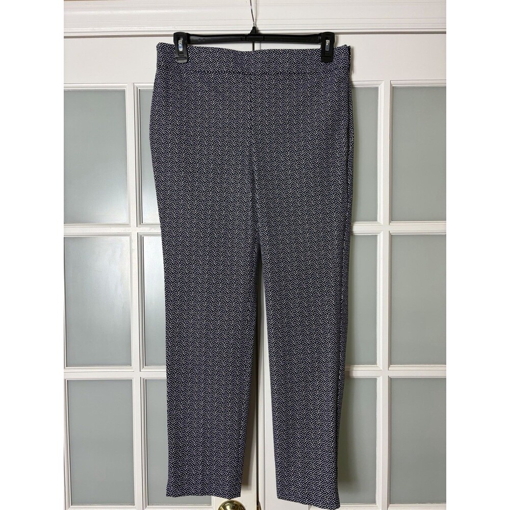 Talbots Pants Womens 10 Blue White Dots Chatham Slim Ankle Side Zip NWT
